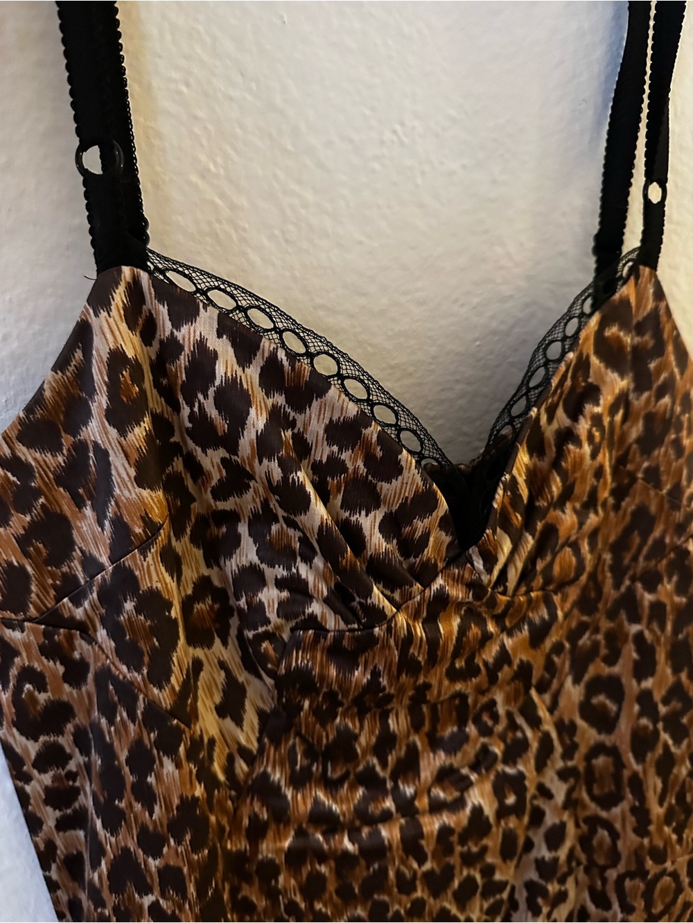 D&G Satin Leopard-Pattern Slip Dress in Brown and Black